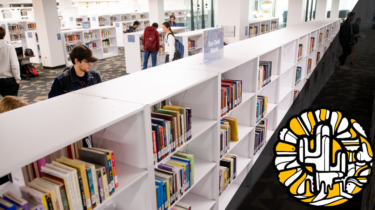 Shelves of books at the Hayden Library.
